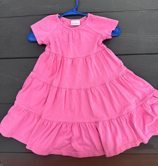 Hanna Andersson summer dress pink Tiered dress girls 5 short sleeve 5T/5