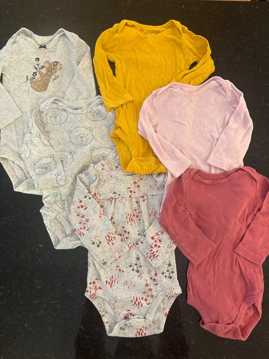 Carters Carters set of 6 long sleeve onesies girls size 12m 12 Months