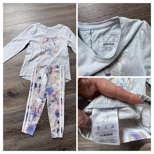 Adidas Adidas floral shirt and leggings set 2t EUC 2T