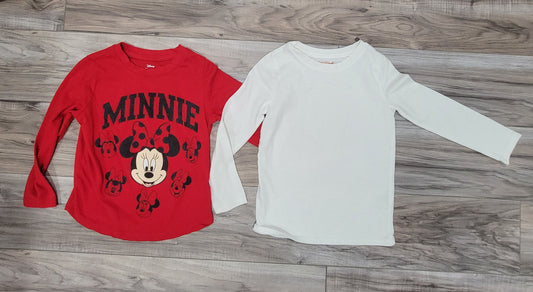 Disney, cat and jack Two pack long sleeve shirts girls 4T Minnie, white 4T/4