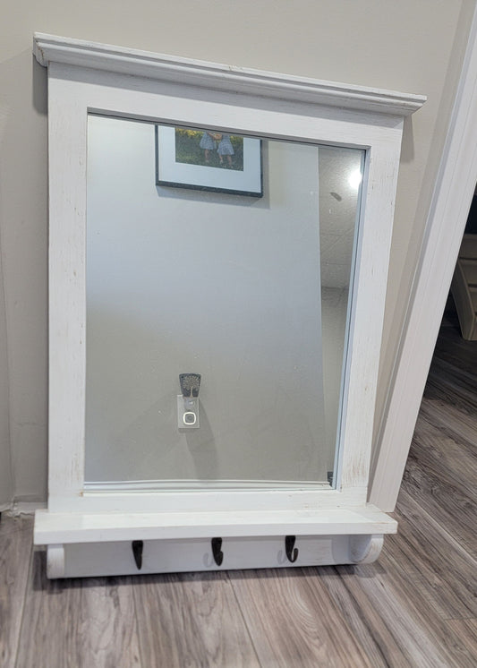 Hobby lobby White entry way mirror with black hooks at the bottom Wall Hanging