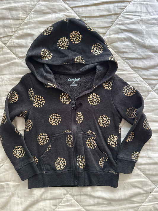 Cat & Jack Cat & Jack Fleece Zipped Hoodie Grey with Gold Print 4T/4