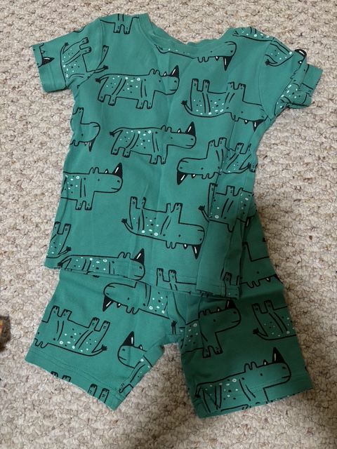 Carters green rhinoceros summer pj set 5T/5