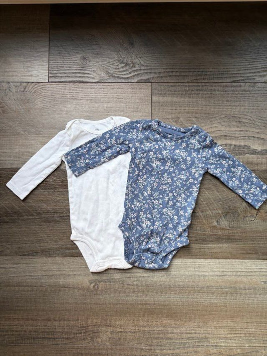Carters, 6m, Long Sleeve Onesies 2 Pack: Floral and White 6 Months