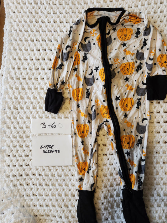 Little Sleepies - 3/6m LS bamboo Halloween Pumpkins Cats Ghosts 3 Months