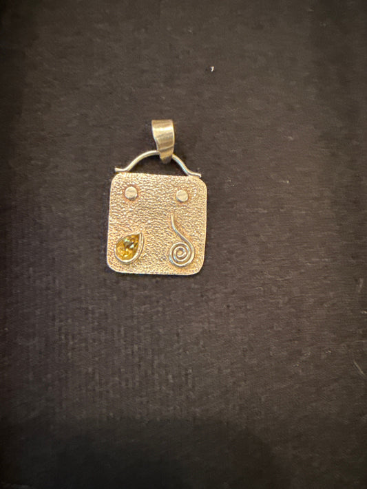 Pendant for necklace Silver and Citrine Jewelry