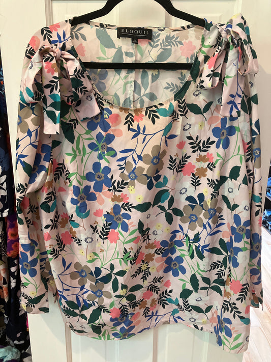Eloquii size 18 long sleeve blouse camisole tunic Bows that are tied on each shoulder Women's - XXL