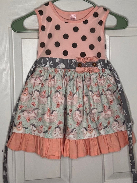 Giggle moon dress summer preloved Boutique dress lined tulle girls 4 4T/4