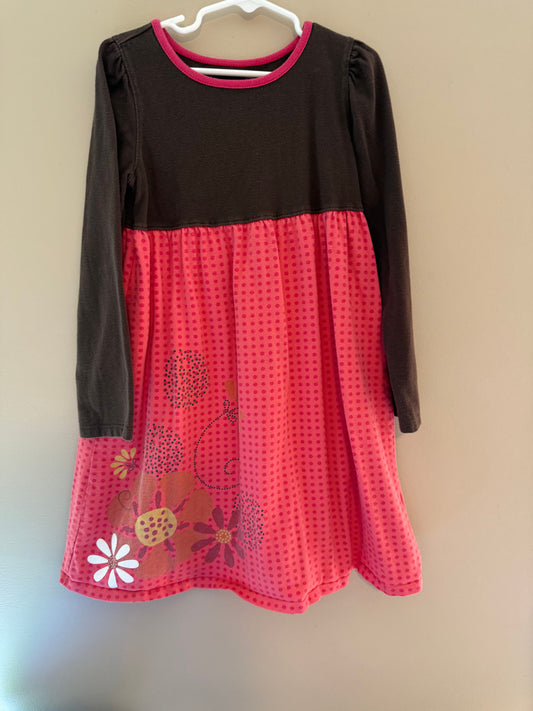 LLBean girls dress size 6x - 7 Brown bodice. Patterned bottom. Floral. 6