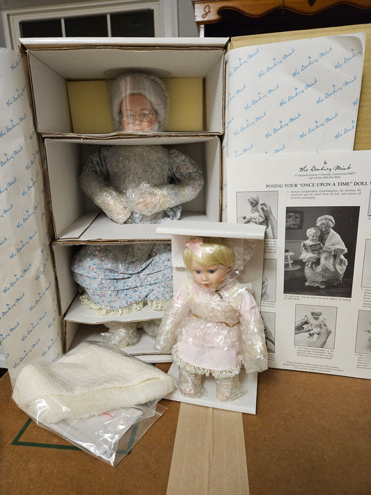 Danbury Mint porcelain doll by Judy Belle, 1991 Once Upon a Time- 2 dolls grandma and child, new in box Dolls and Accessories