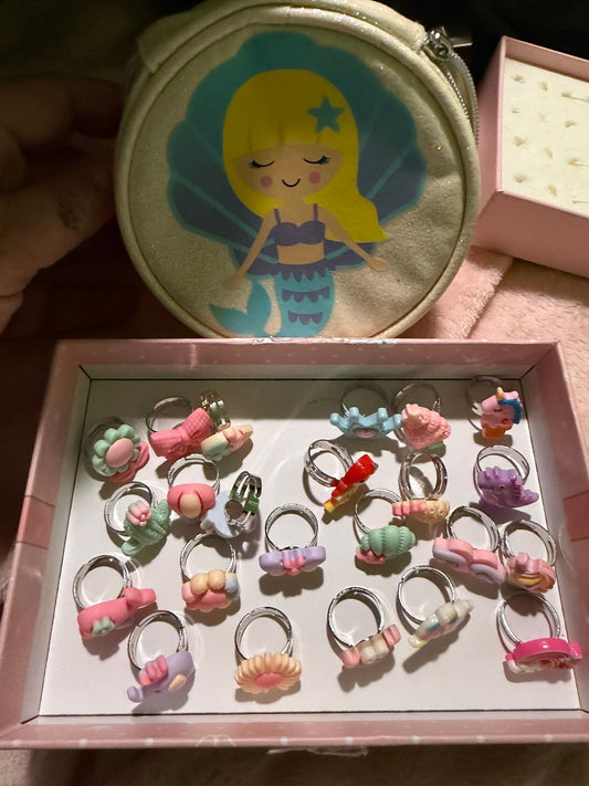 None 24 little girl adjustable rings in zip up little bag Jewelry