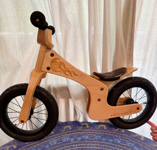 Early Rider wood frame balance bike Bicycle heat branded flame detail dual steering system Bike-Trike-Scooter