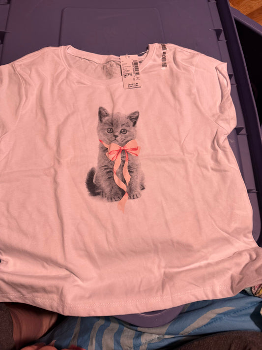 Childrens place New shirt with cat white 16