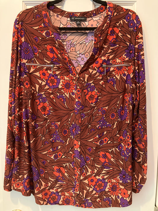 INC international concepts size 2x super soft V neck stretchy zipper faux front pockets Women's - XXL
