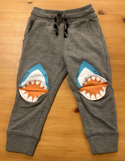 2T Cat & Jack Sweatpants w/ Shark Knees Gray Pants w/ Open Shark Mouths on Each Leg! 2T