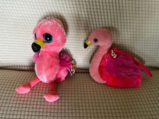 Ty Flamingo purse, 6 inches square. Beanie Boo/tags 7 inches tall Plush Toys
