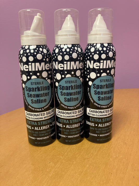 NeilMed- unopened 3 sparkling seawater saline Nasal spray wash, sinus allergy cold relief carbonated