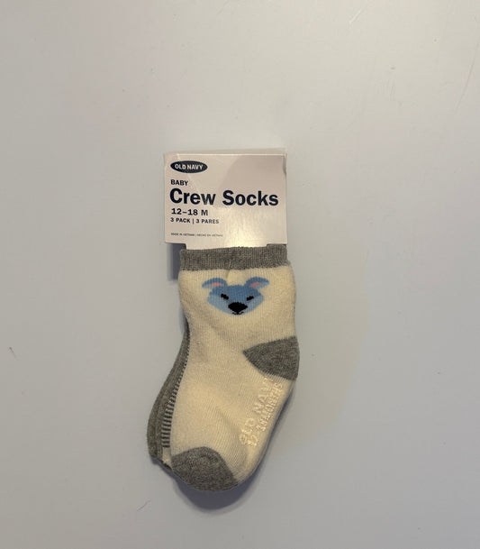 Old Navy NEW Koala 3-Pack of Crew Socks 12-18 Months 12 Months
