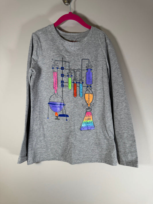 Cat & Jack Gray/Rainbow Girl Power Science Long Sleeve Shirt Sz 7-8 7