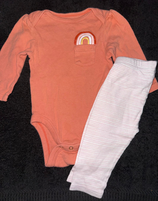 Orange/light pink rainbow outfit set 0-3months Orange/light pink rainbow outfit set 0-3months 3 Months