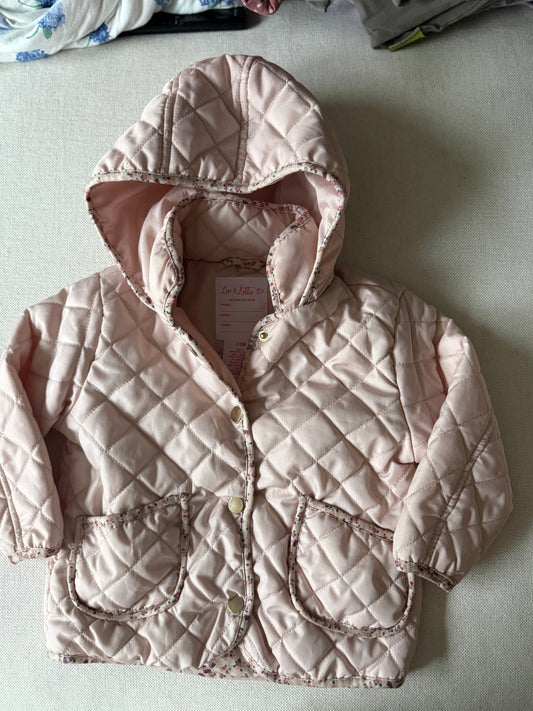 Live & Lottie VGUC quilted puffer jacket with floral trim 24 Months