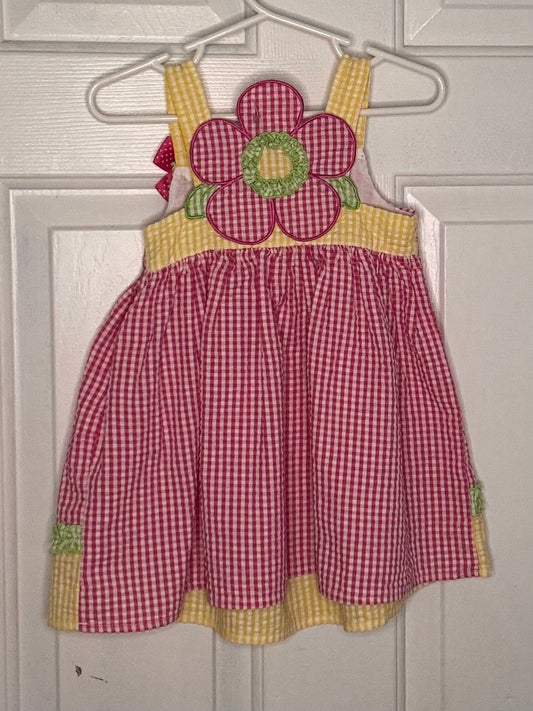 Boutique Seersucker Gingham Flower Dress 18 Pastel months 18 Months
