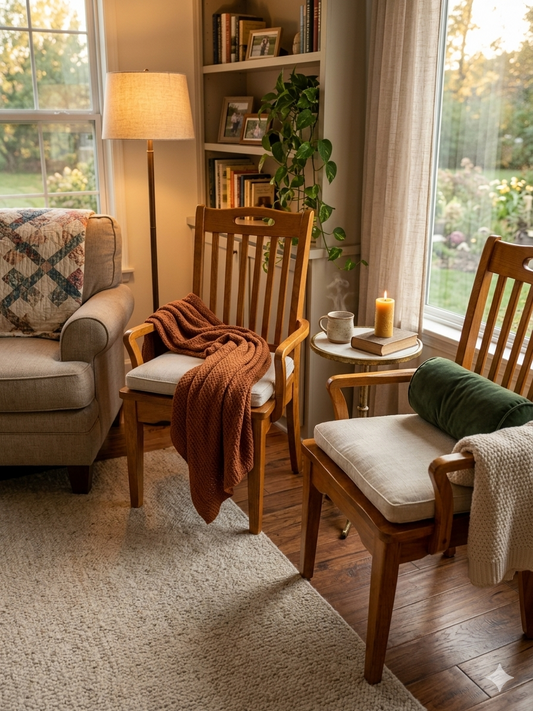 2 Solid Wood Straight Back Chairs Good Quality and Versatile for any room in your home. Furniture