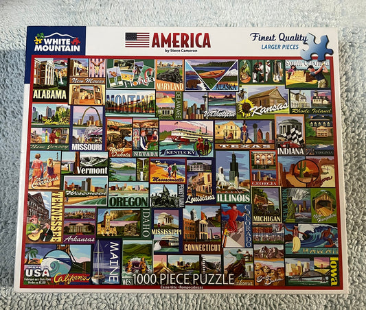 White Mountain Puzzle 1000 piece puzzle. No smoking/No pet home. Assembled once.