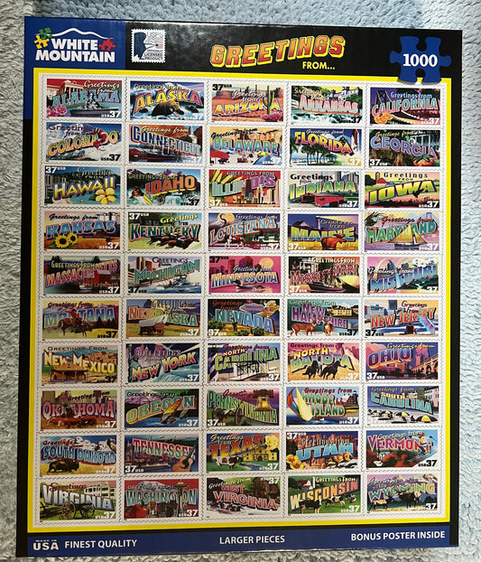 White Mountain Puzzle 1000 piece puzzle. No smoking/No pet home. Assembled once.