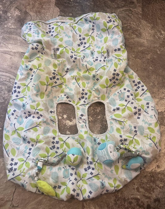 Eddie Bauer Reversible Cart Cover with Infant Toys 2 Loops to Attach Toys/Snacks, Also Fits Restaurant High Chairs! Safety