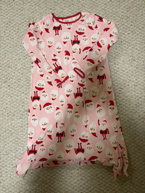 Cat & Jack Pink fleece Santa nightgown, long sleeves 12