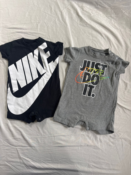 Nike, 3 months, Summer 1 piece Black and Gray Short sleeve 1 piece summer outfits 3 Months