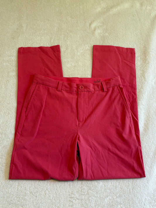 Vineyard Vines Performance Pants Boys Size 16 red, lightweight, anti-wrinkle fabric, straight leg, golf 16