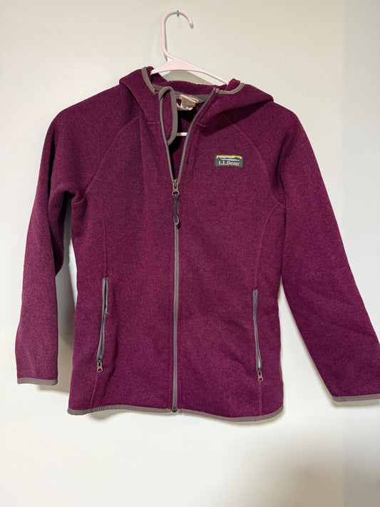 Ll Bean Youth Medium 10-12 zip up jacket purple Junior 10
