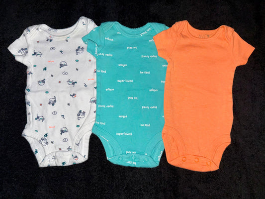 3 pack orange/teal sloth onesies newborn 3 pack orange/teal sloth onesies newborn Newborn
