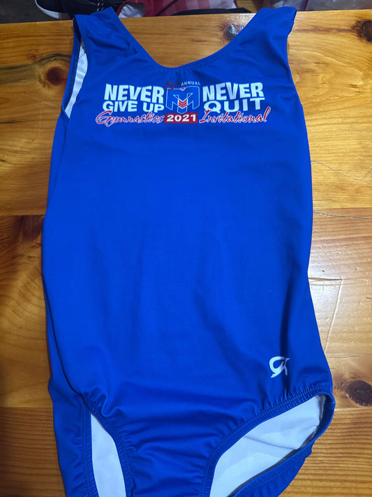 Never give up never quit leotard One blue gymnastics leotard 14