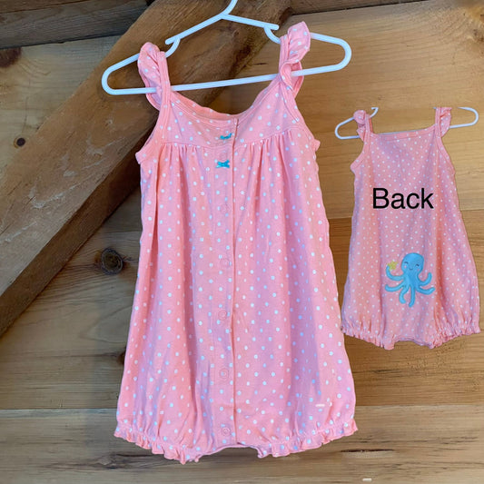 Carters, 18m pink bubble romper with octopus  18 Months