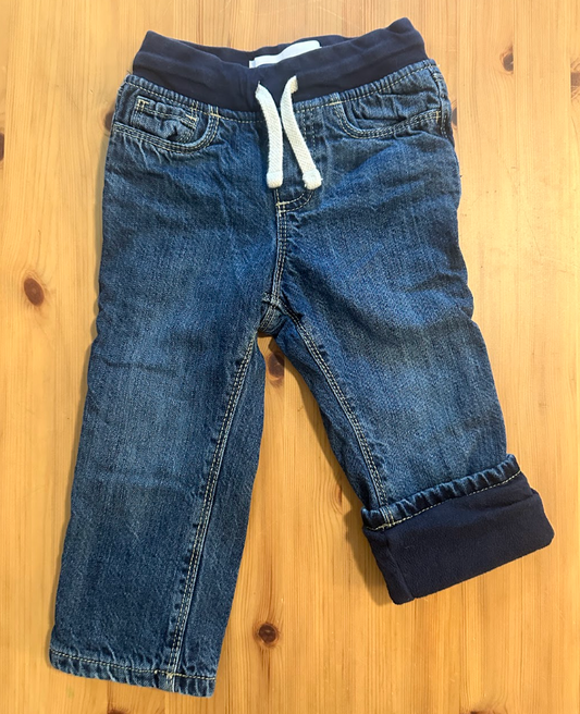 2T Old Navy Relaxed Fit Dark Wash Denim Fleece-Lined Jeans, Warm for Toddlers in Fall and Winter! 2T