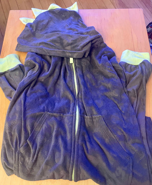 Cat & Jack Fleece one piece zip up hooded pajama no feet 8