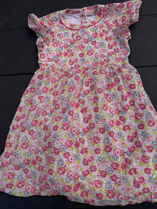 Cath Kids vintage summer dress floral Lined pink blue cap sleeve button back girls 7-8 7