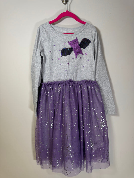 Carter's Gray/Purple/Black Bat Sparkly Tutu Long Sleeve Dress 10