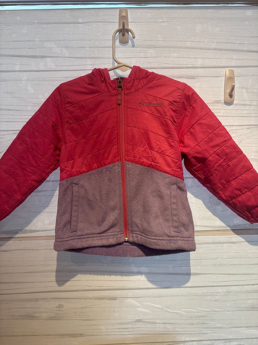 Columbia Girls Columbia fleece jacket purple and pink size 3T hooded 3T