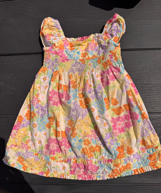 Gymboree summer dress pastel floral Smocked all around bubble sleeves 18 - 24 months 18 Months