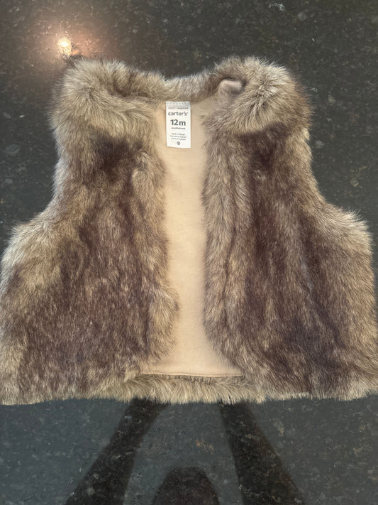 Carters Girls fake fur vest size 12m 12 Months