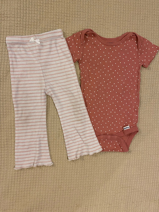 Gerber, Lila and Jack Short sleeve onesie and flare pants outfit 18 Months