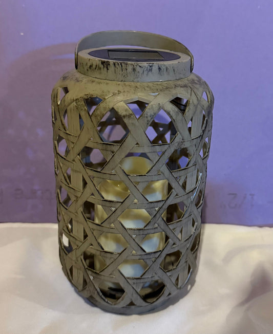 Wooden lantern solar Lantern 10.5 inches tall by 5.5 wide. Decor