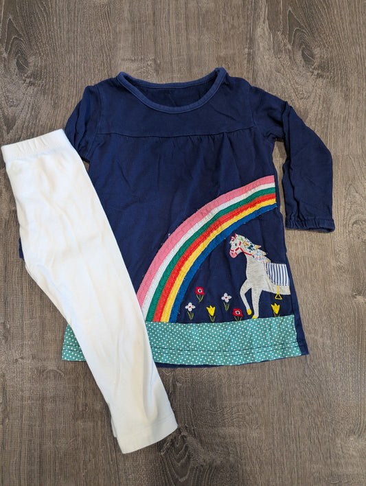 Old Navy Leggings, Rainbow Horse Dress White Leggings, Navy Dress 2T