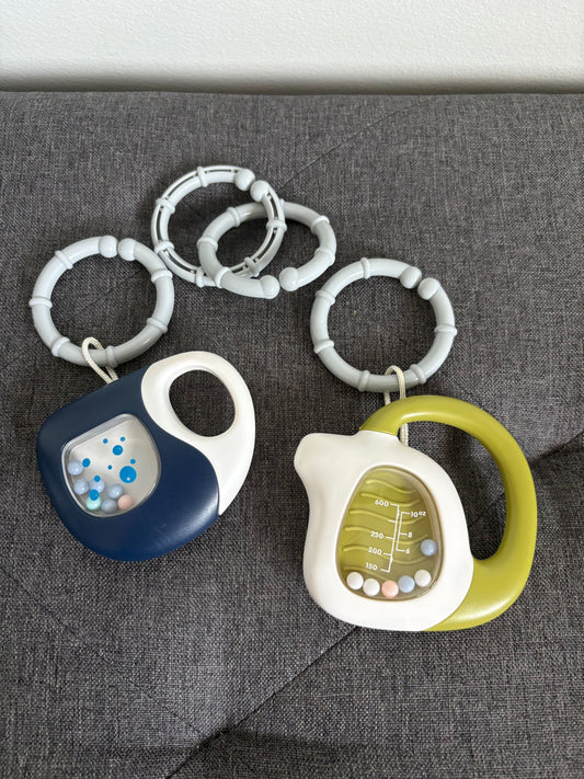 Baby Rattle Toys with Rings Hang on Car Seat or In Crib Infant