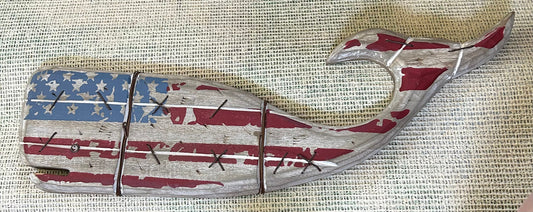 Patriotic whale plaque 22 1/2 inches long Wall Hanging