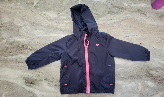 Circo Navy blue rain jacket with pink zipper and heart 2T girls 2T